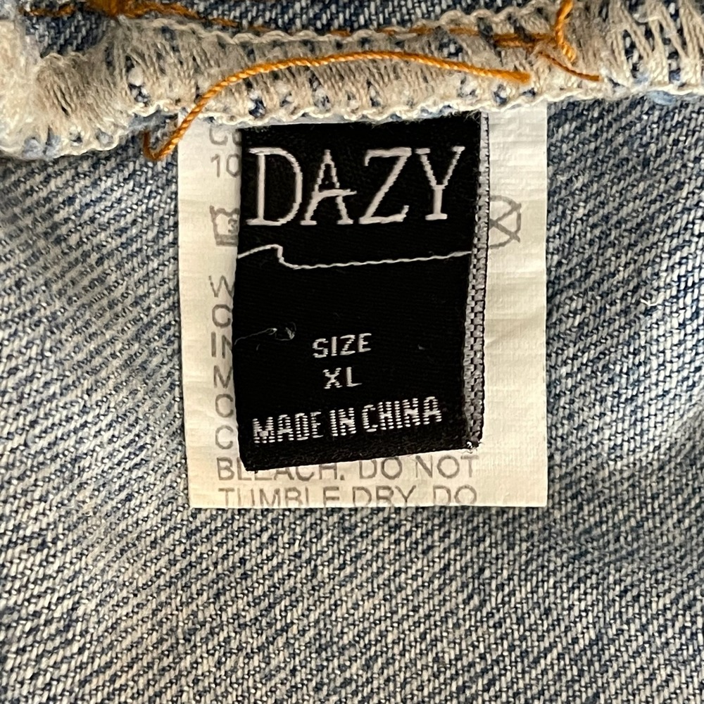 DAZY Women's Blue Denim Pocket Utility Relaxed Fit Shortall Overalls Size XL - Picture 6 of 7